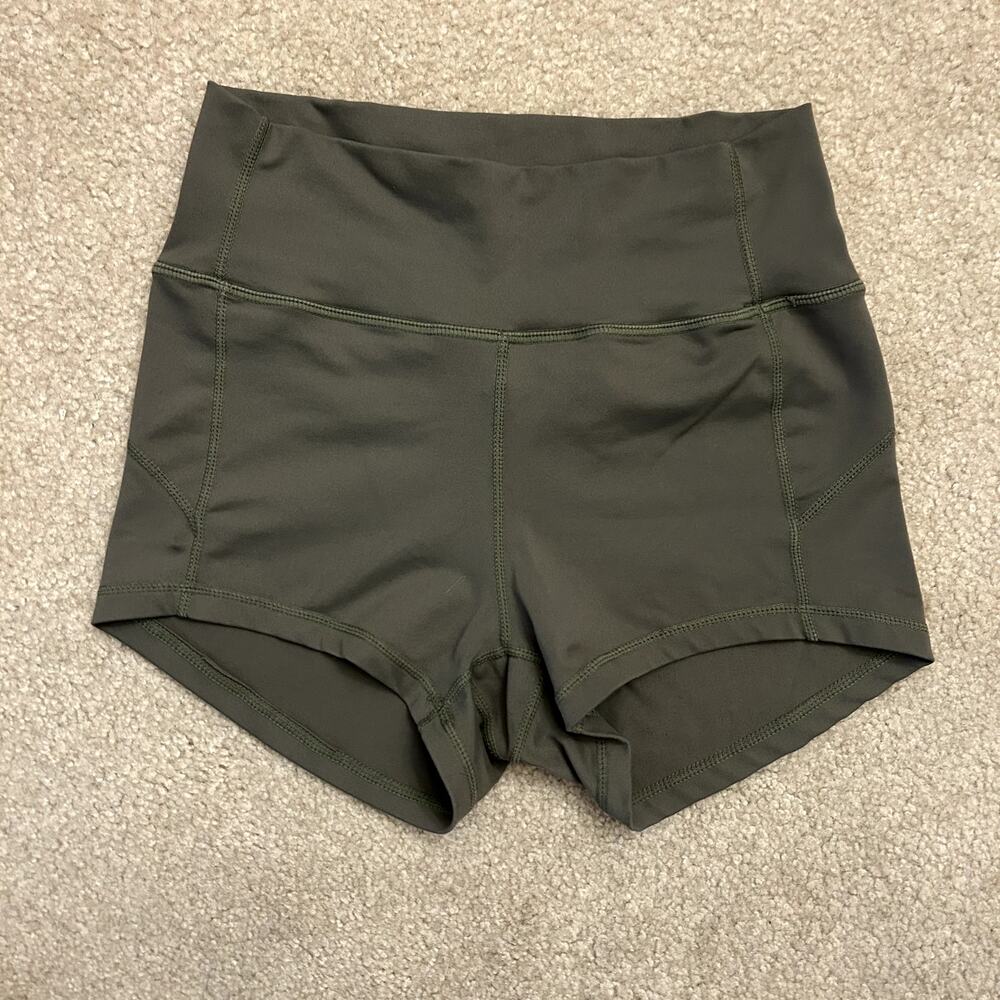 G-Athletica Activewear Olive Green Workout Preppy Mini Shorts Size S